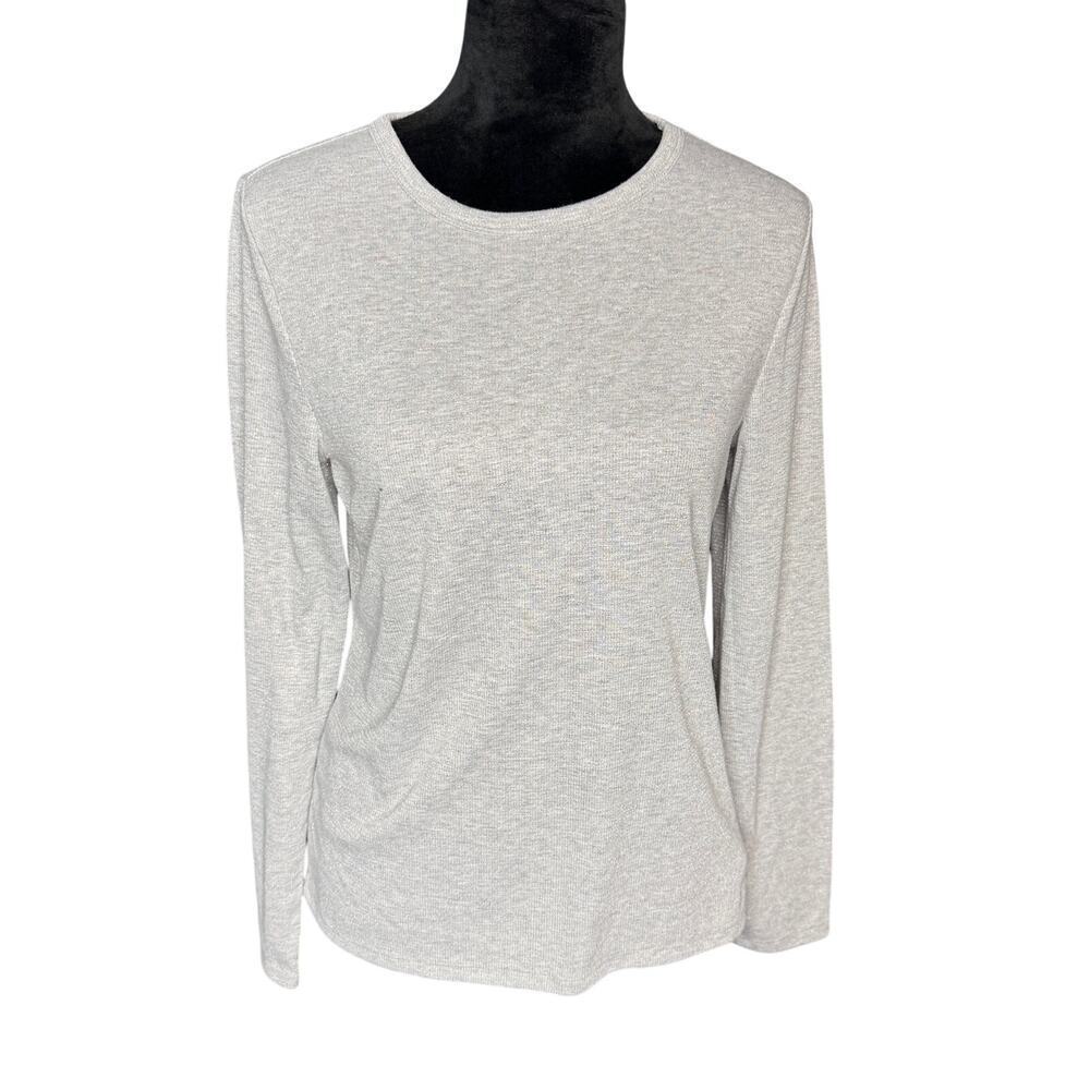 Gap Women's size Large Gray Metallic Silver Thread Long Sleeve Knit Top